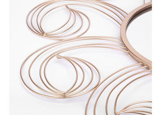 Sunflower Shape Metal Wall Art Mirror Floral Mirror Rose Gold Color For Wall